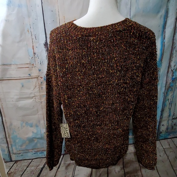 NEW LACE UP BRAID DETAIL MARLED CHUNKY SWEATER TOP - Picture 6 of 7